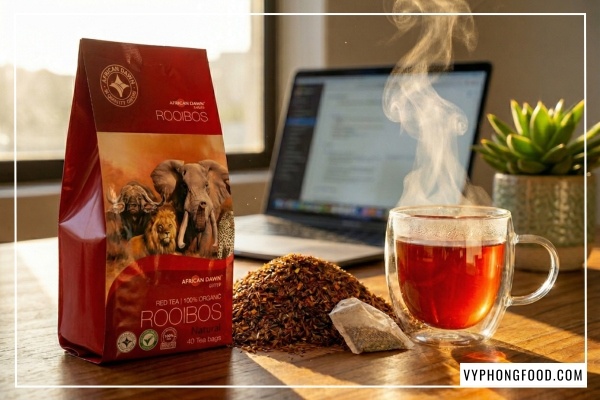 Trà rooibos túi lọc African Dawn giàu chất chống oxy hóa aspalathin giúp ngăn ngừa lão hóa và tăng cường miễn dịch cung cấp bởi vyphongfood.com