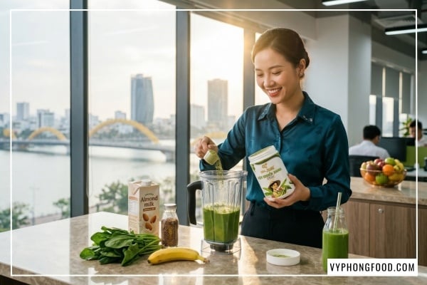 Hướng dẫn mix bột chuối xanh cùng sinh tố, sữa chua cho bữa sáng healthy, no lâu, không chứa gluten cho dân công sở.