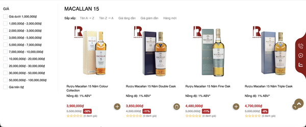 Giá Macallan 15 tại shop Rượu Sỉ
