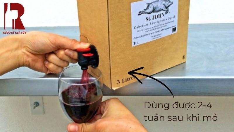 Rượu vang bịch sau khi mở để được bao lâu