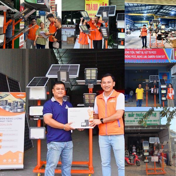 Đại lý chính thức của Zealsun được hỗ trợ miễn phí khung trưng bày đèn năng lượng mặt trời