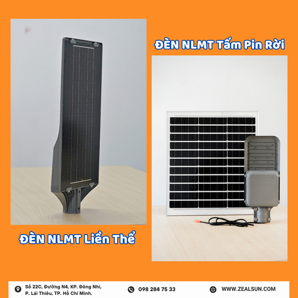 so sánh đèn năng lượng mặt trời liền thể và tấm pin rời