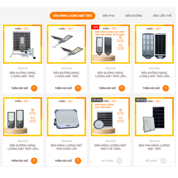 Sản phẩm đèn nlmt Zealsun đa dạng mẫu mã và công năng