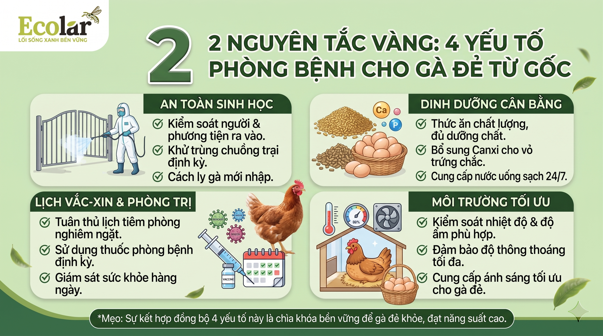 4 Yếu Tố Phòng Bệnh Cho Gà Đẻ Từ Gốc