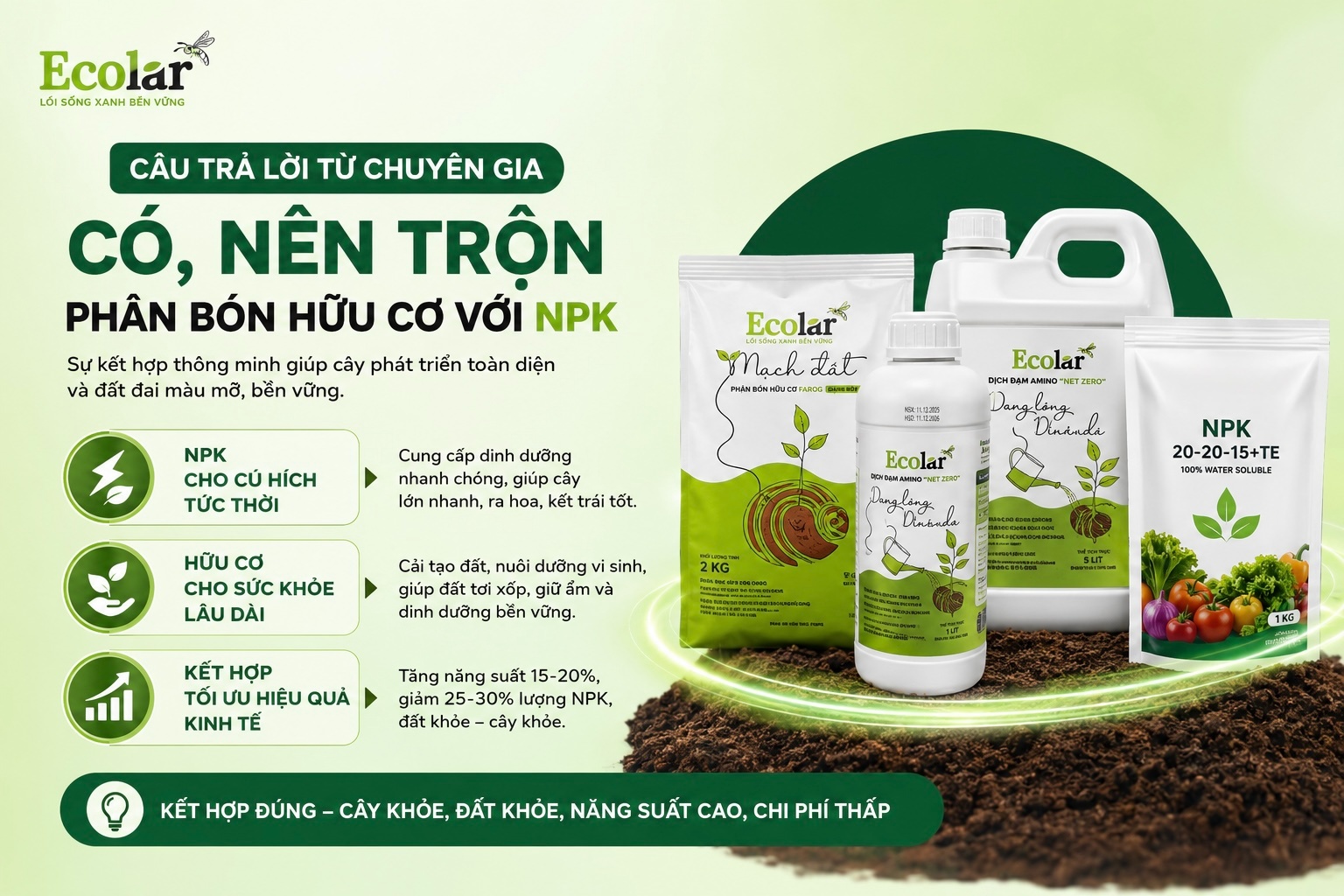 Câu Trả Lời Từ Chuyên Gia: CÓ, Nên Trộn Phân Bón Hữu Cơ Với NPK