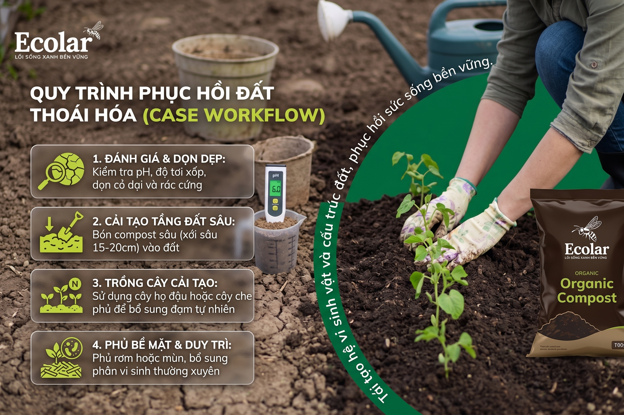 Ví dụ minh họa (case workflow) cho một mảnh đất bị thoái hóa nhẹ/ trung bình
