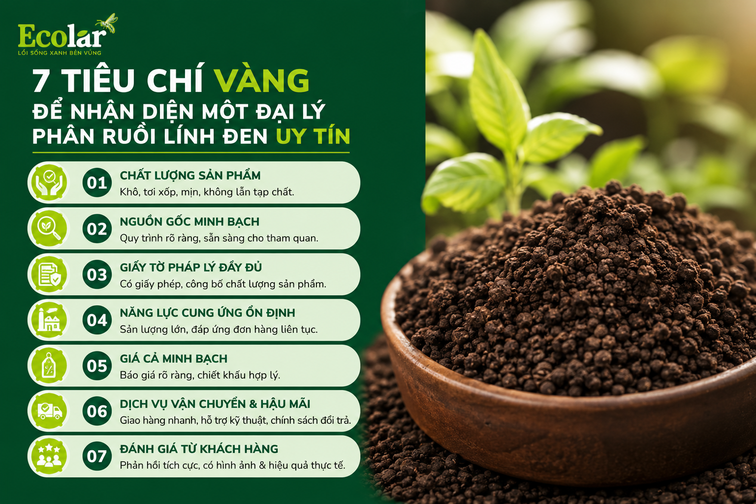 7 Tiêu Chí Vàng Để Nhận Diện Một Đại Lý Phân Ruồi Lính Đen Uy Tín