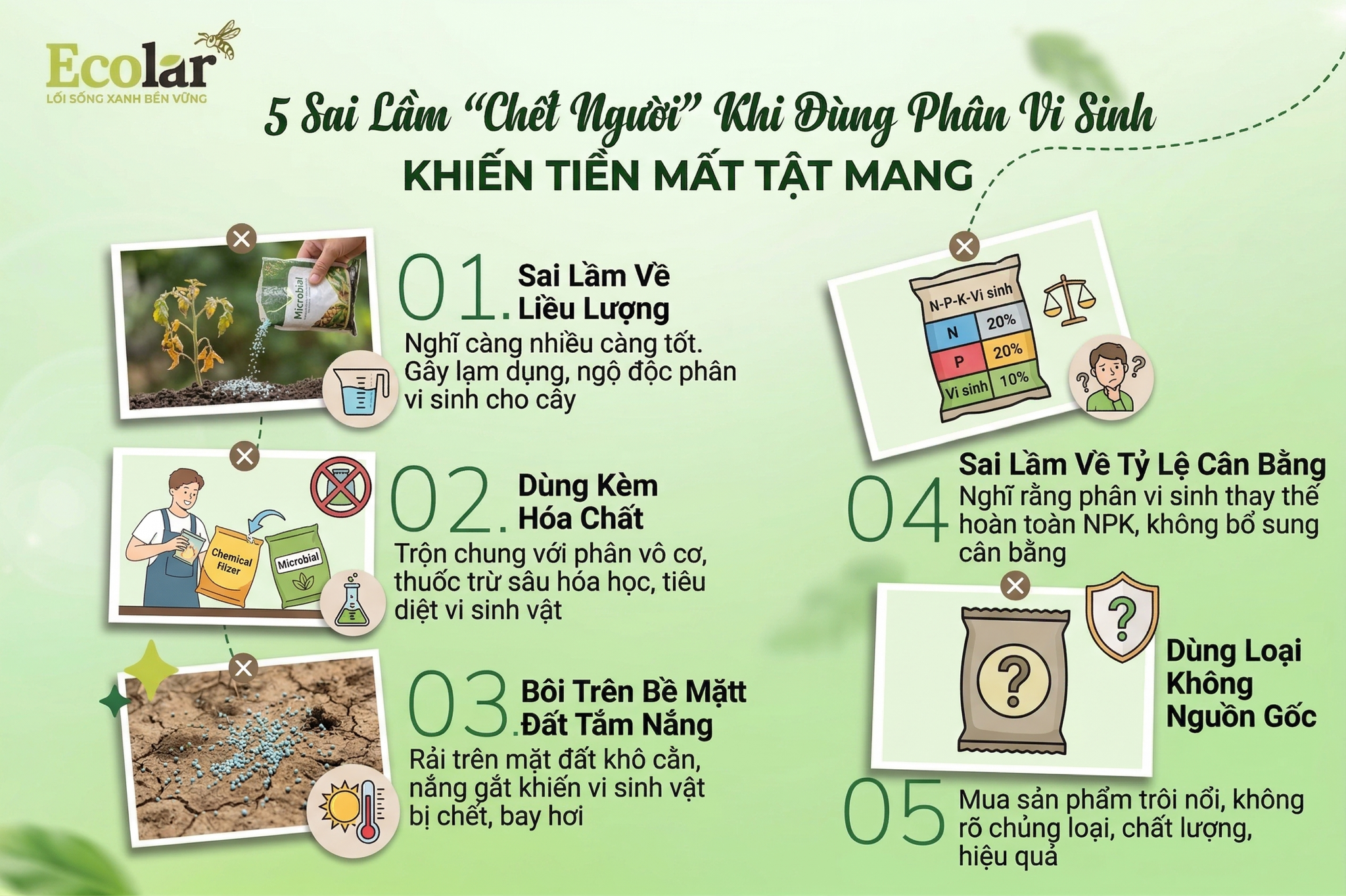 5 Sai Lầm 'Chết Người' Khi Dùng Phân Vi Sinh Khiến Tiền Mất Tật Mang