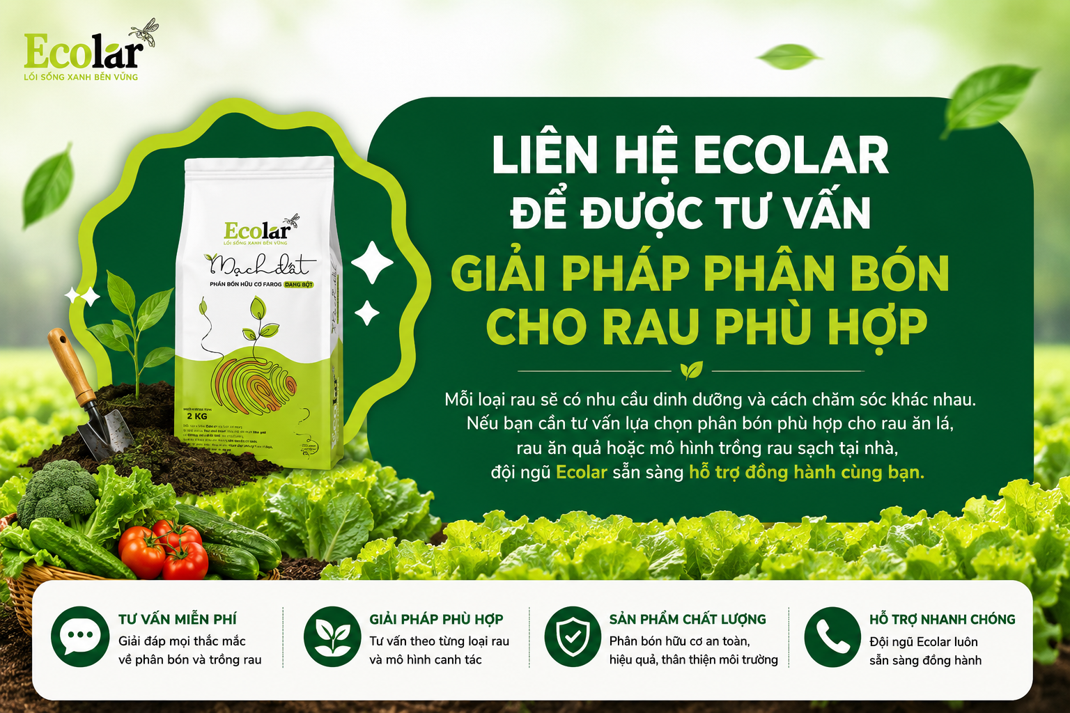 Liên Hệ Ecolar Để Được Tư Vấn Giải Pháp Phân Bón Cho Rau Phù Hợp