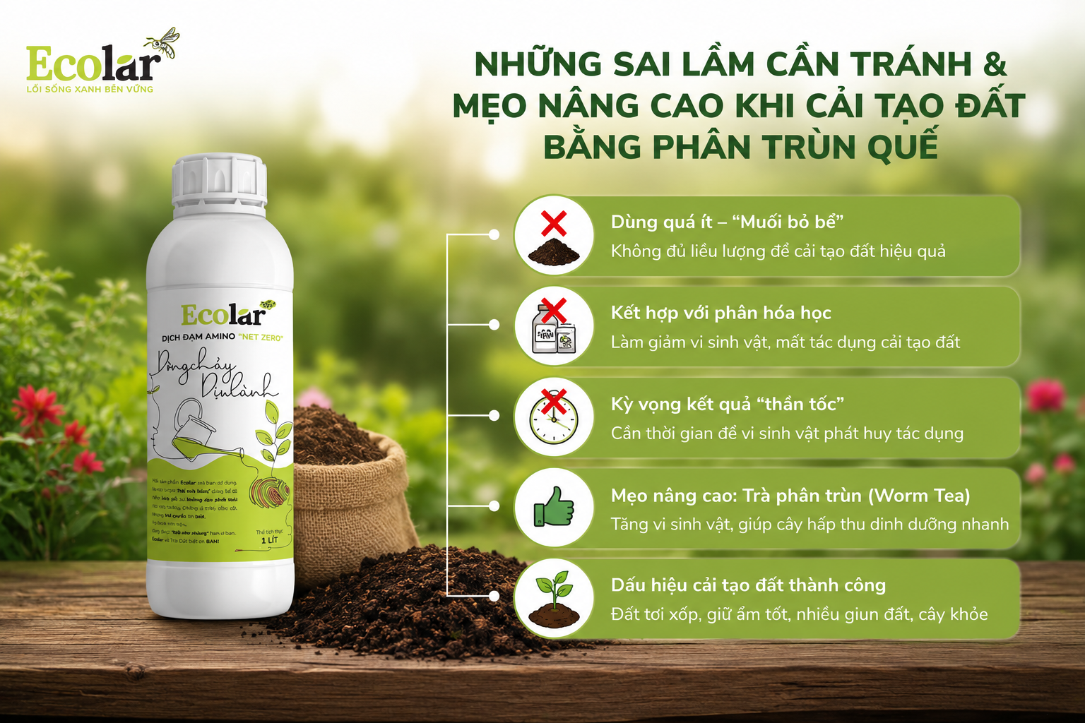 Những Sai Lầm Cần Tránh & Mẹo Nâng Cao Khi Cải Tạo Đất Bằng Phân Trùn Quế