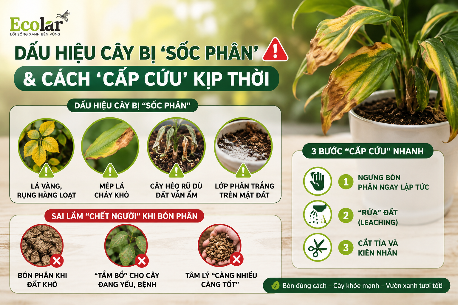 Dấu Hiệu Cây Bị 'Sốc Phân' & Cách 'Cấp Cứu' Kịp Thời