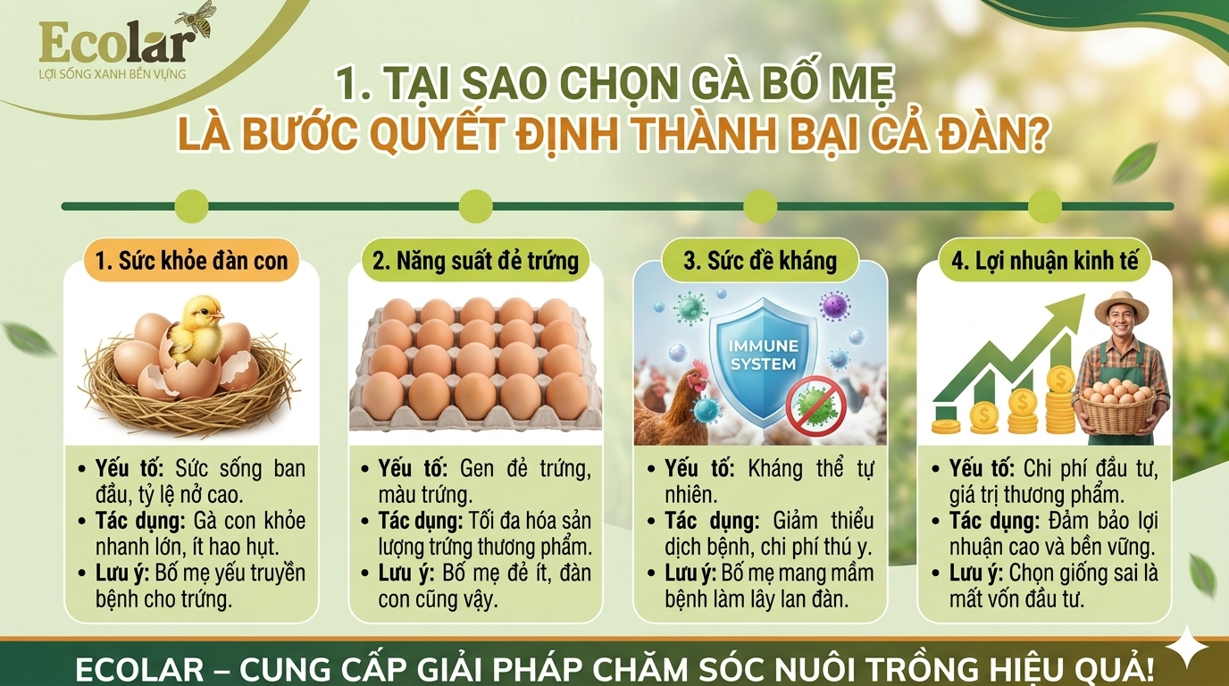 Tại Sao Chọn Gà Bố Mẹ Là Bước Quyết Định Thành Bại Cả Đàn?