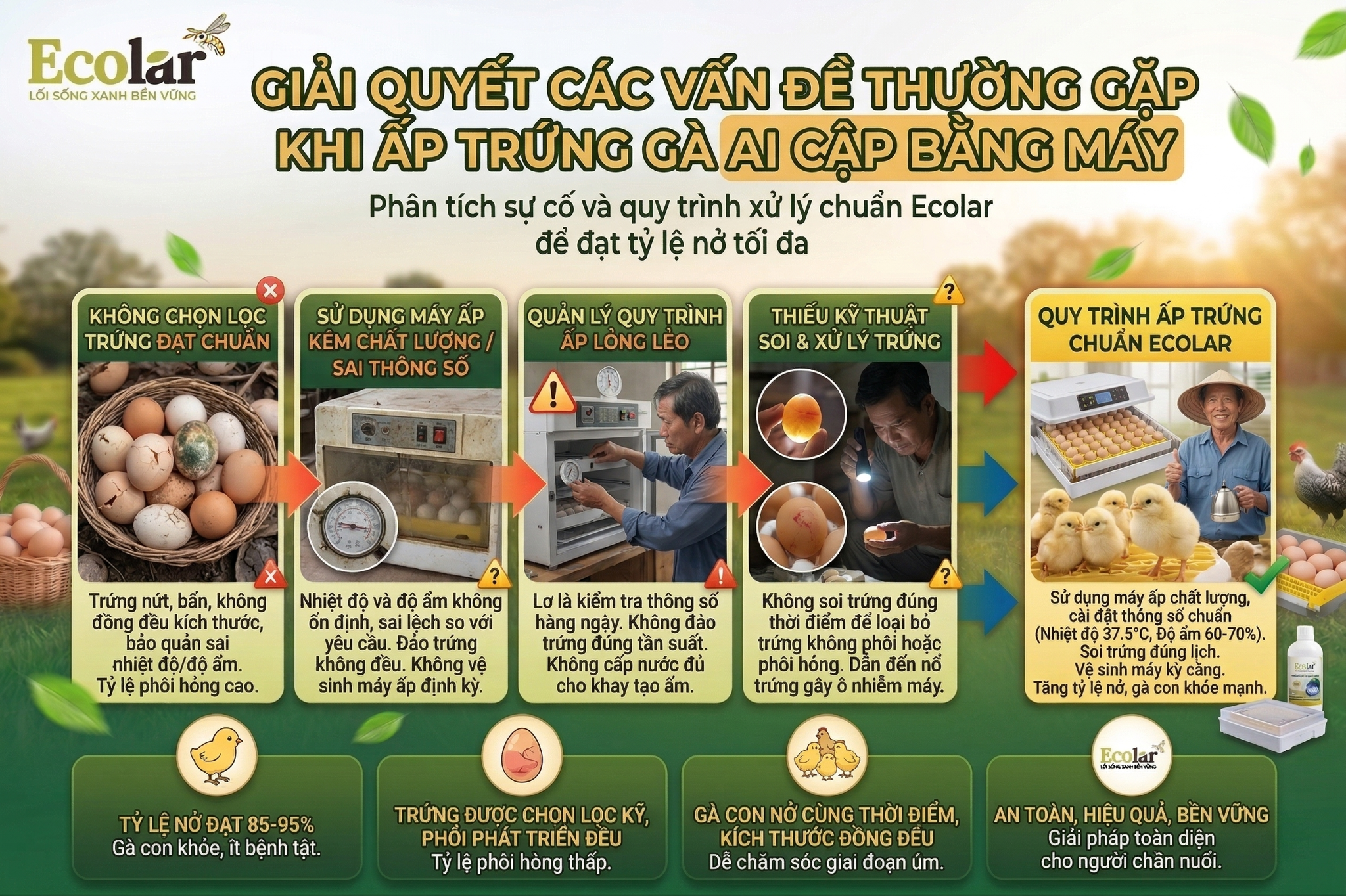 Giải Quyết Các Vấn Đề Thường Gặp Khi Ấp Trứng Gà Ai Cập Bằng Máy