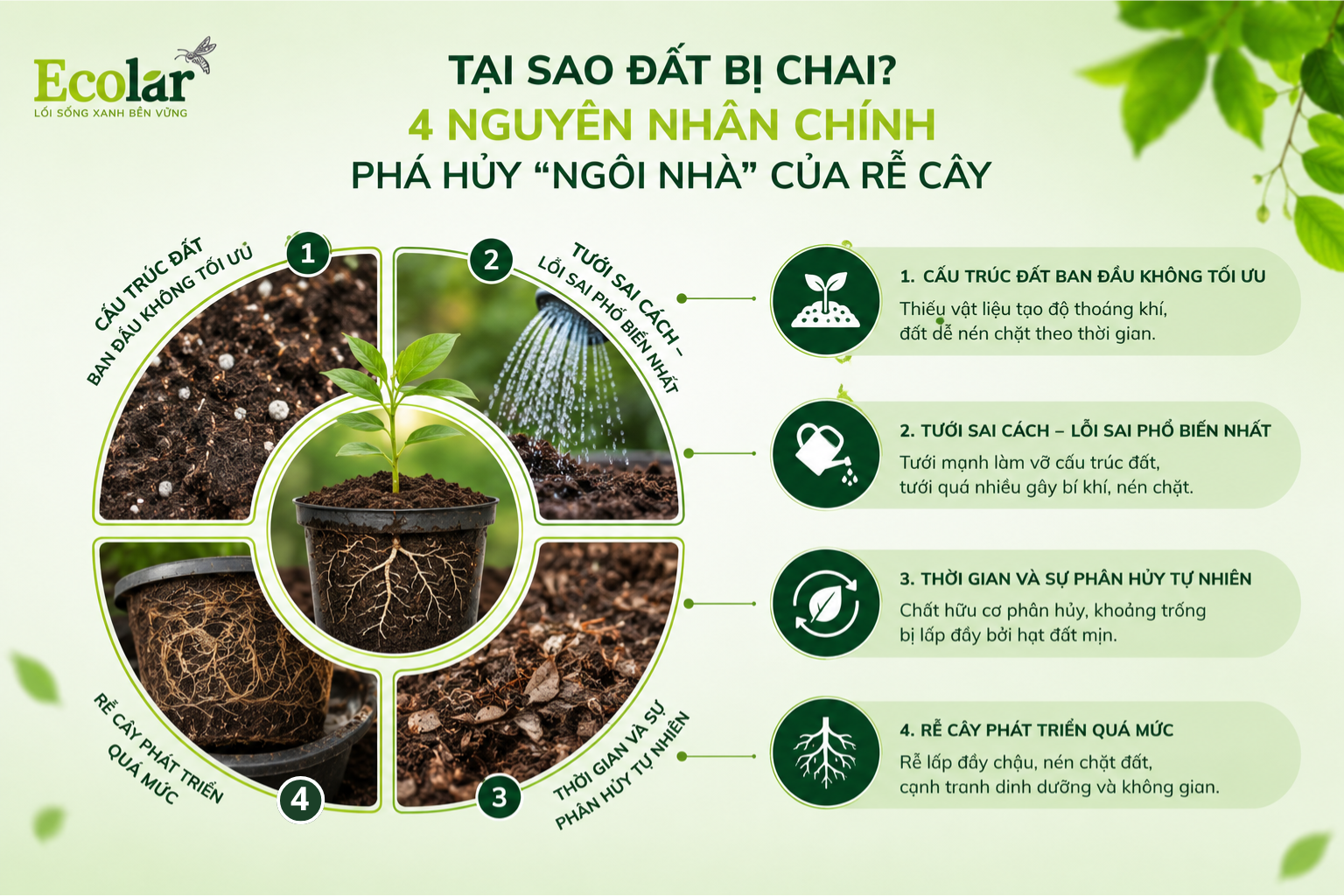 Tại Sao Đất Bị Chai? 4 Nguyên Nhân Chính Phá Hủy 'Ngôi Nhà' Của Rễ Cây