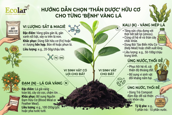 Bước 2: Chọn Đúng 'Thần Dược' Hữu Cơ Cho Từng 'Bệnh' Vàng Lá