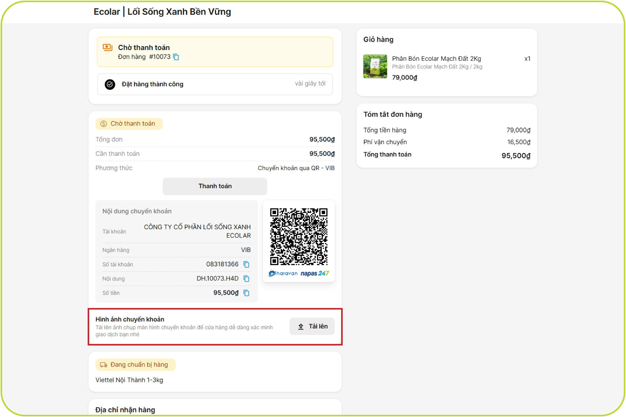 Đăng tải hình ảnh giao dịch thành công