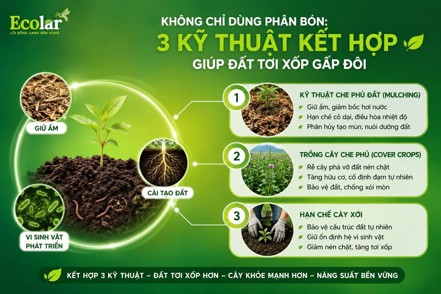 Không Chỉ Dùng Phân Bón: 3 Kỹ Thuật Kết Hợp Giúp Đất Tơi Xốp Gấp Đôi
