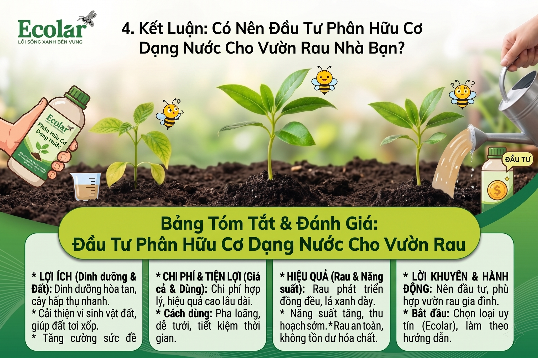 Có Nên Đầu Tư Phân Hữu Cơ Dạng Nước Cho Vườn Rau Nhà Bạn?
