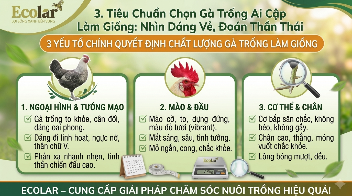 Tiêu Chuẩn Chọn Gà Trống Ai Cập Làm Giống: Nhìn Dáng Vẻ, Đoán Thần Thái