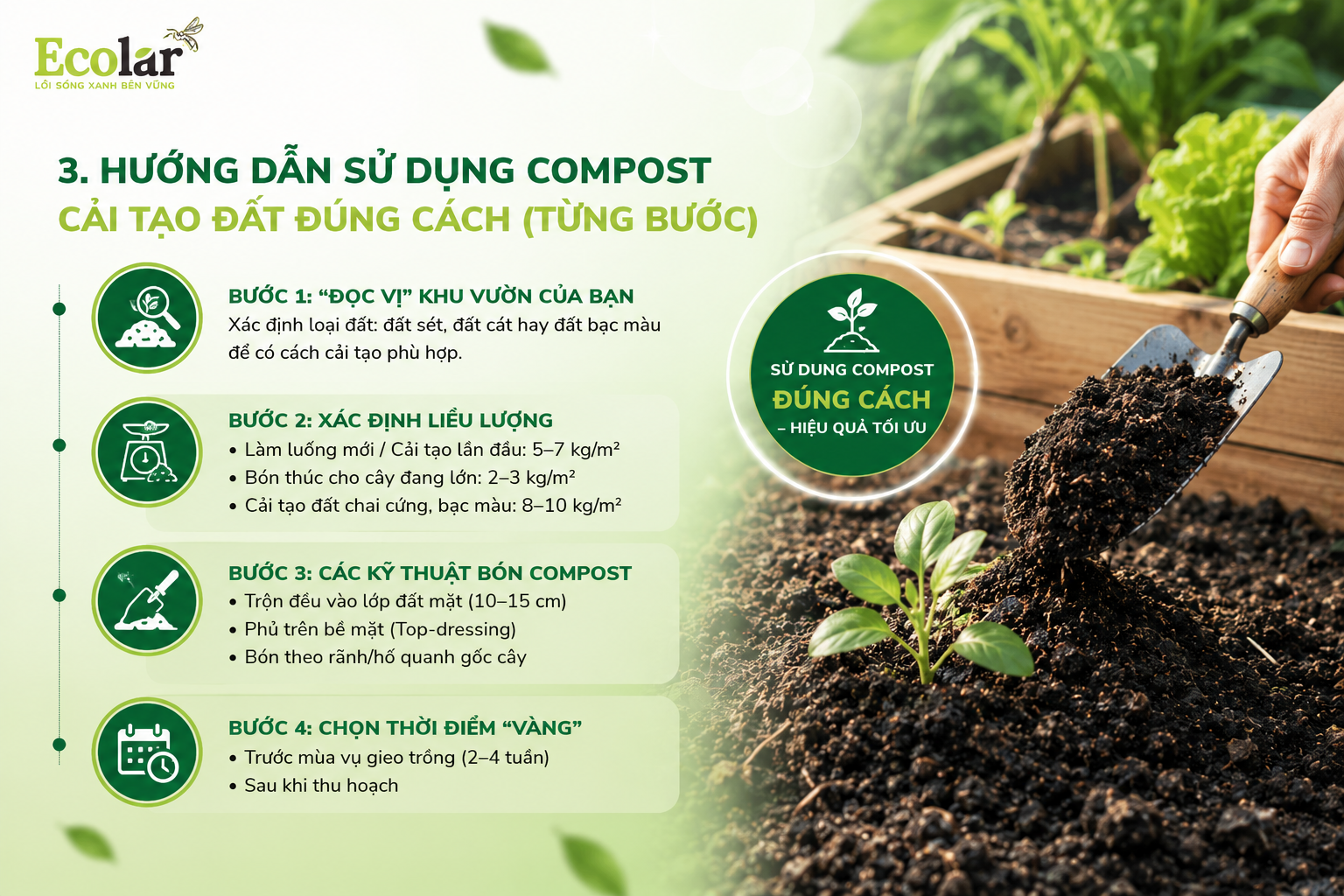 Hướng Dẫn Sử Dụng Compost Cải Tạo Đất Đúng Cách (Từng Bước)