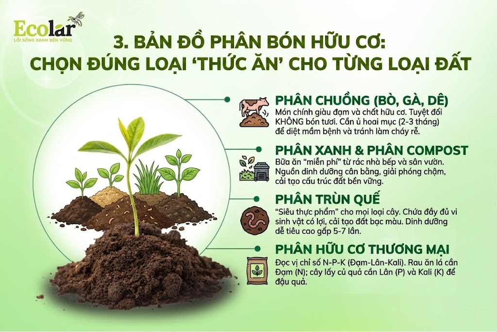 Bản Đồ Phân Bón Hữu Cơ: Chọn Đúng Loại 'Thức Ăn' Cho Từng Loại Đất