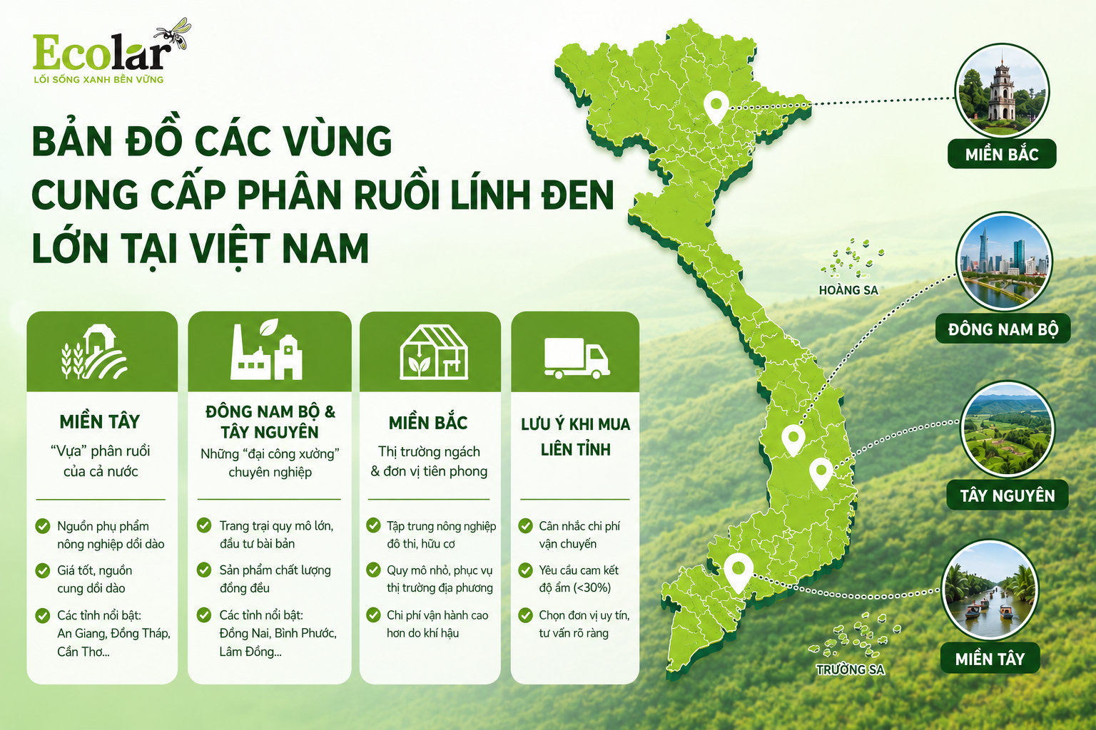 Tham Khảo: Bản Đồ Các Vùng Cung Cấp Phân Ruồi Lính Đen Lớn tại Việt Nam