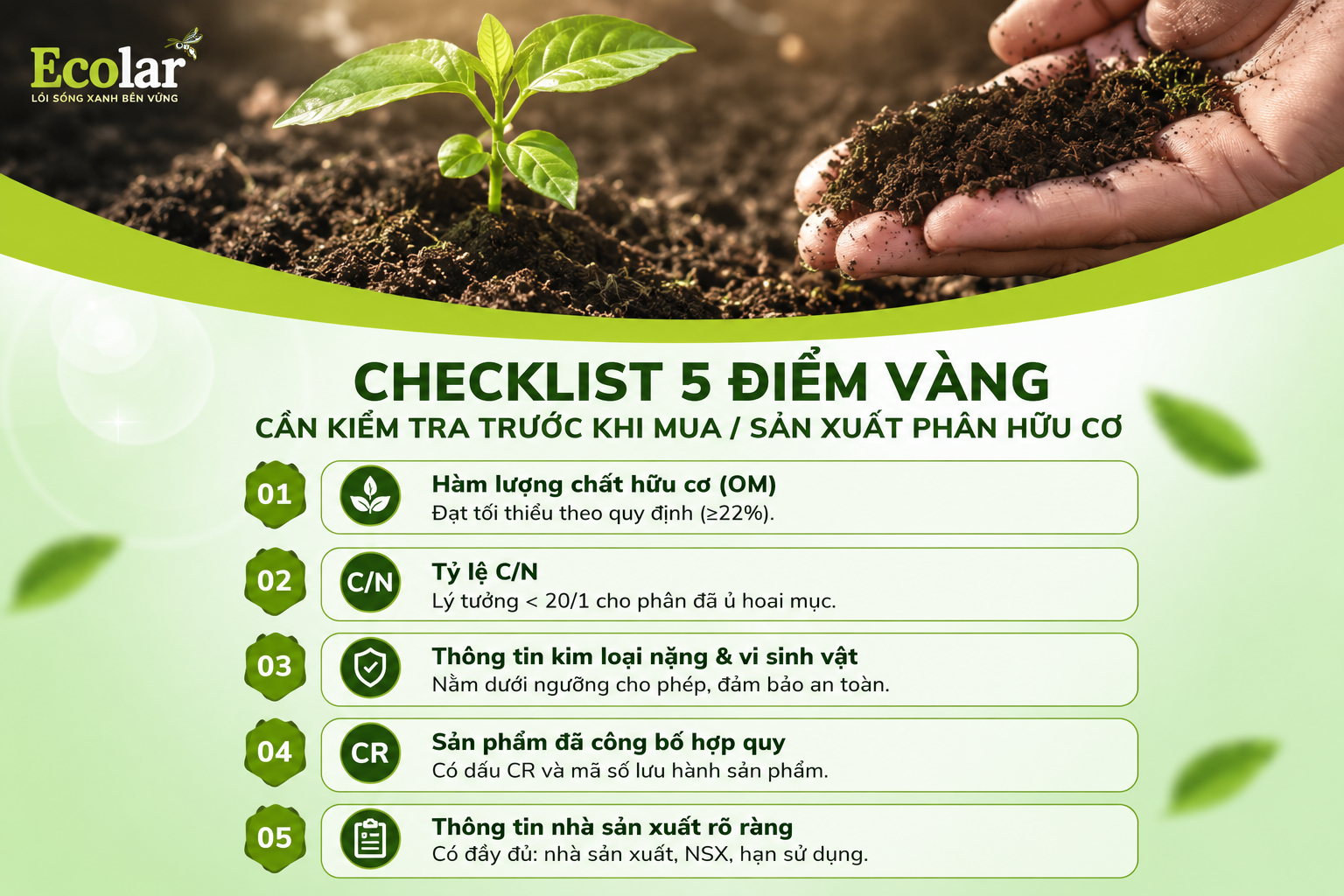 Checklist 5 Điểm Vàng Cần Kiểm Tra Trước Khi Mua/Sản Xuất Phân Hữu Cơ