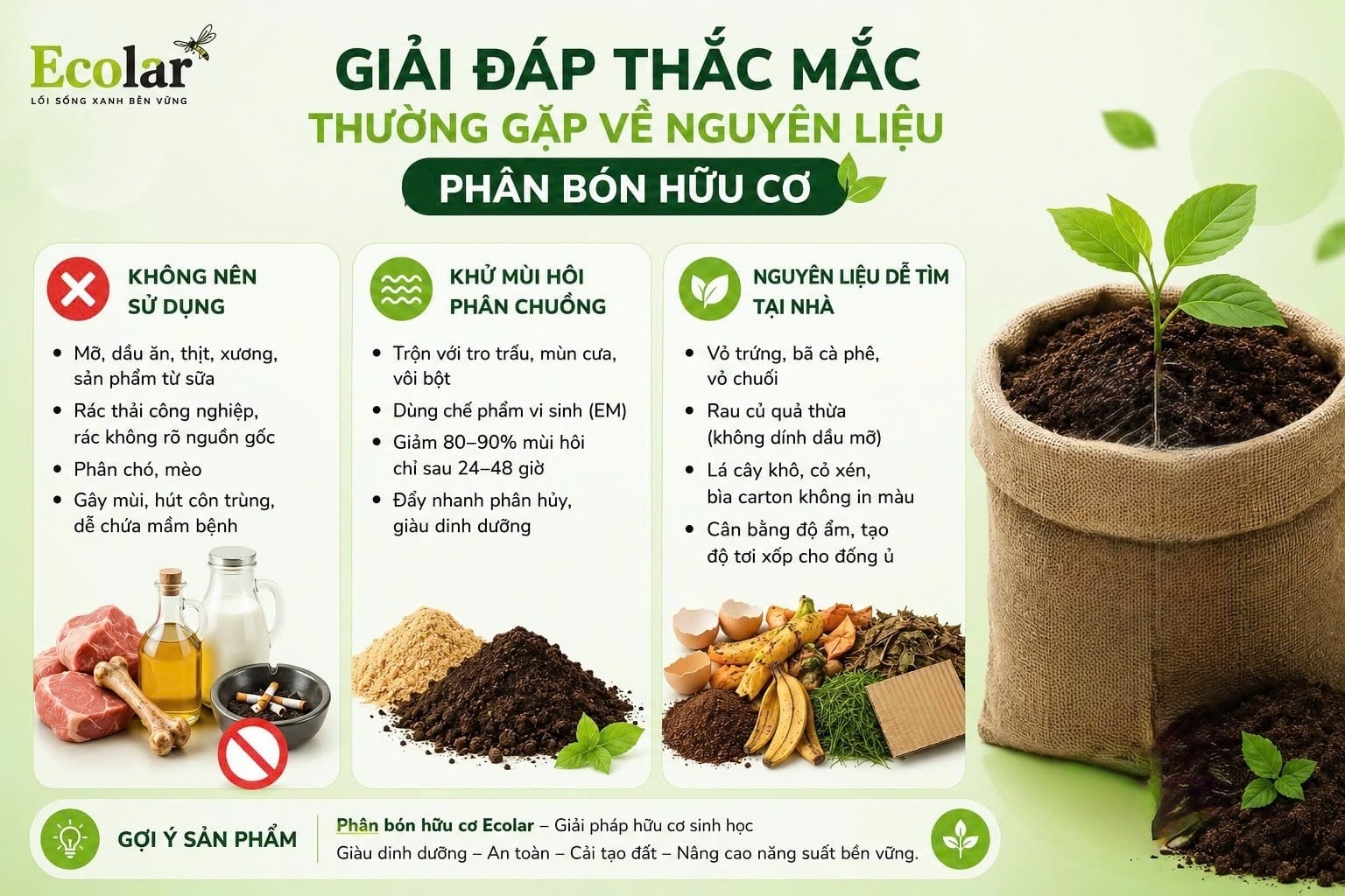 Giải Đáp Thắc Mắc Thường Gặp Về Nguyên Liệu Phân Hữu Cơ