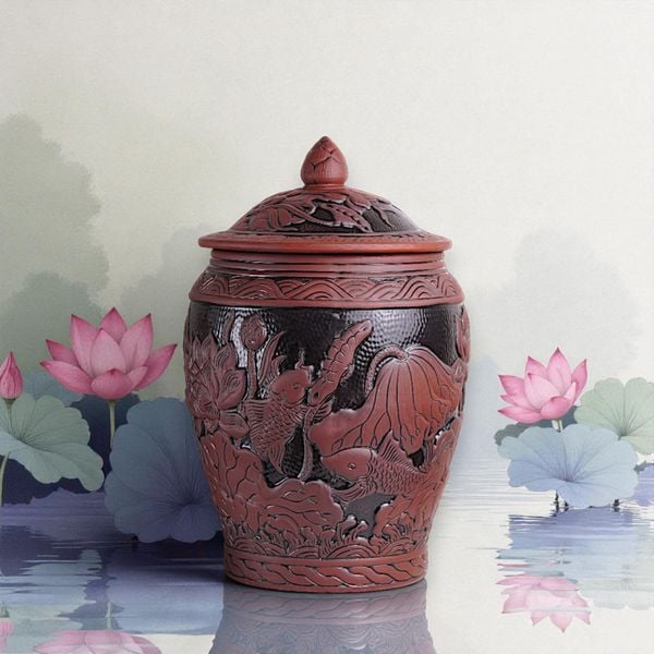 Hũ đựng gạo Liên Ngư Phú Quý