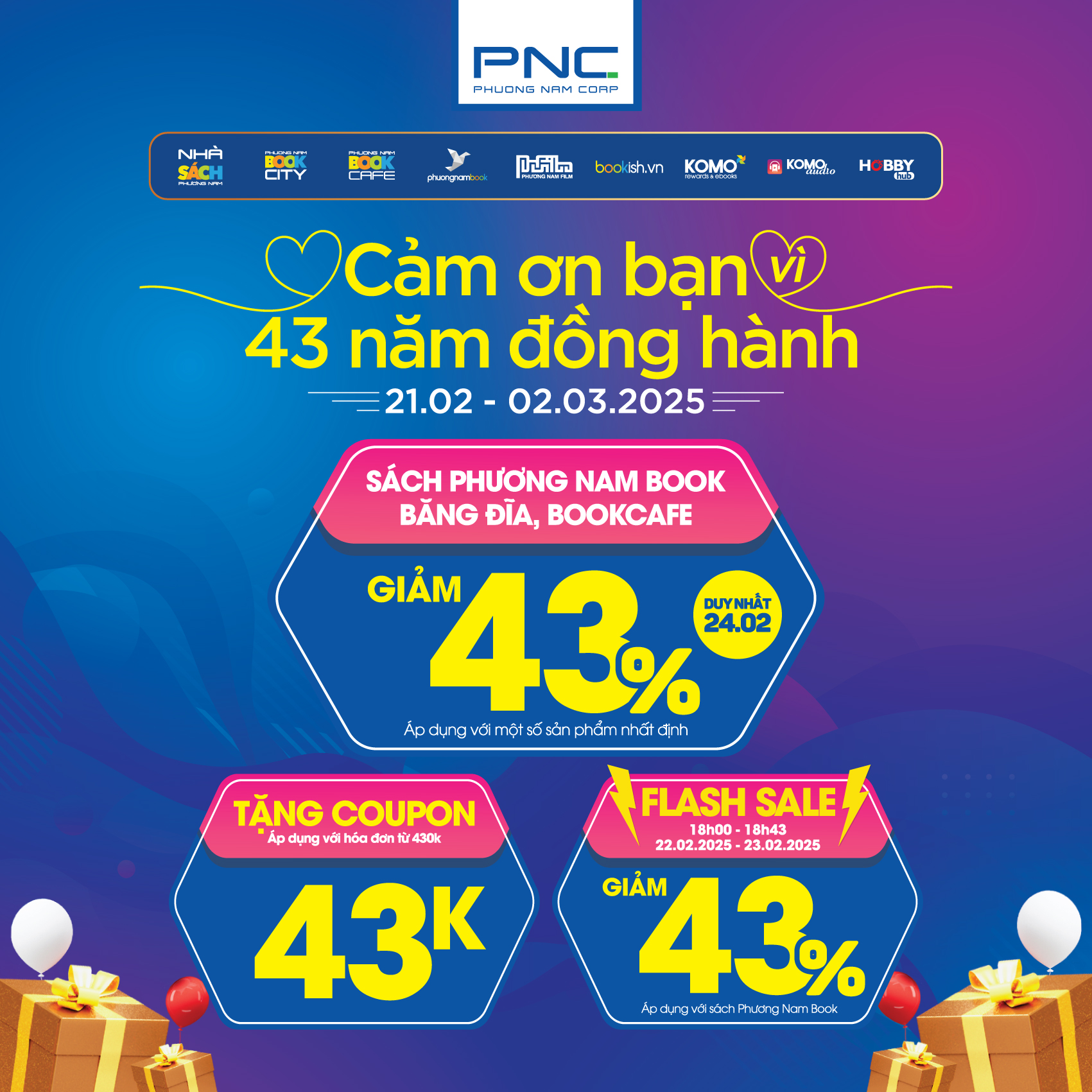 HOT: Ưu đãi tưng bừng mừng sinh nhật PNC 43 tuổi