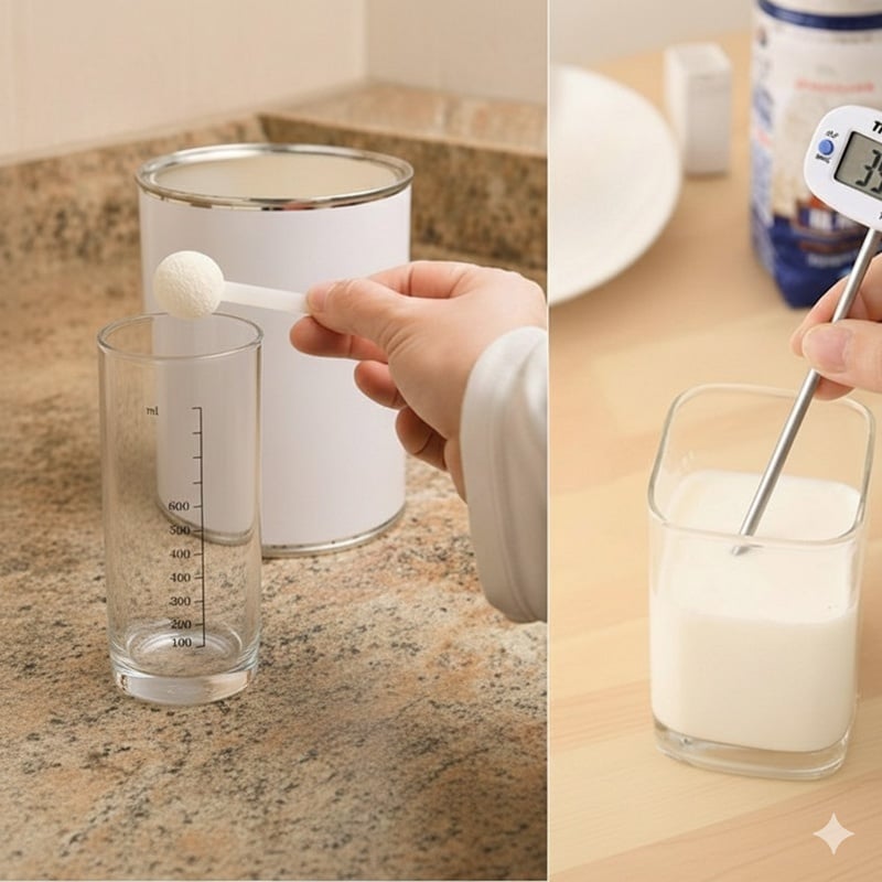 Pha sữa đúng cách là phương pháp xử lý khi trẻ không hợp sữa công thức