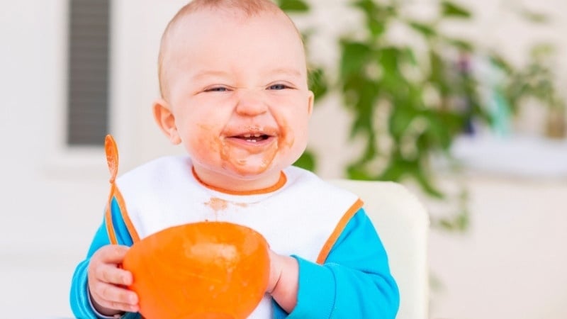 Bé nên bắt đầu với bột ăn dặm nhuyễn mịn, dễ nuốt và dễ tiêu hóa