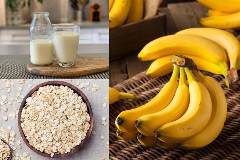 Nguyên liệu làm pudding chuối với yến mạch