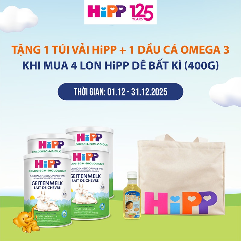 Combo 4 lon HiPP dê