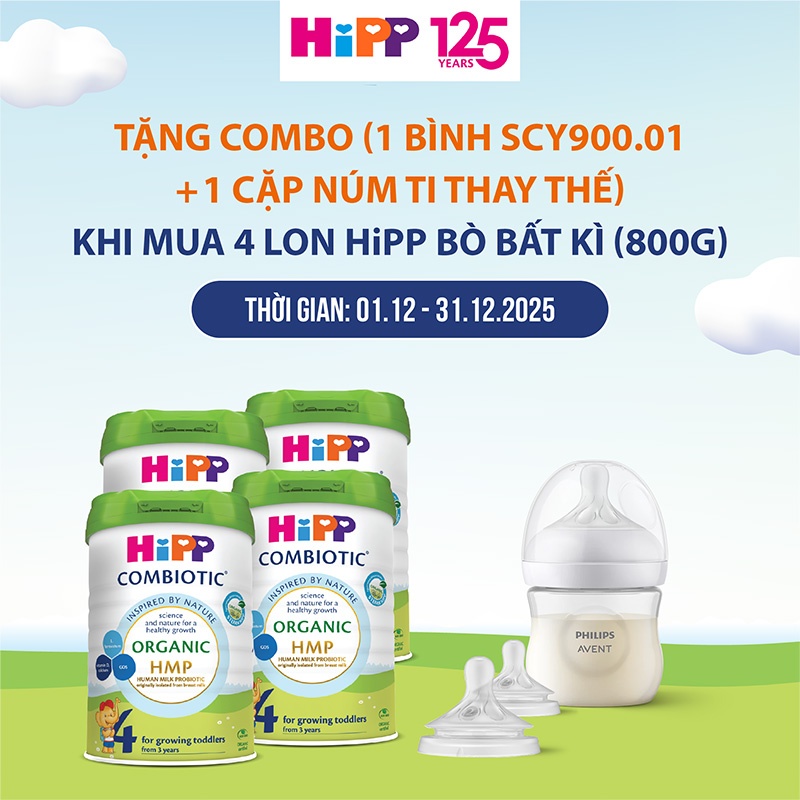 Combo 4 lon HiPP bò