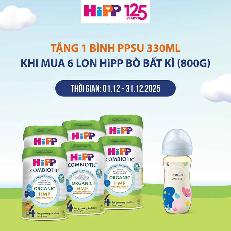 Combo 6 lon HiPP bò