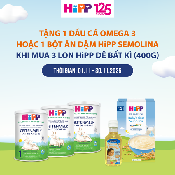 Combo 3 lon sữa dê HiPP Organic