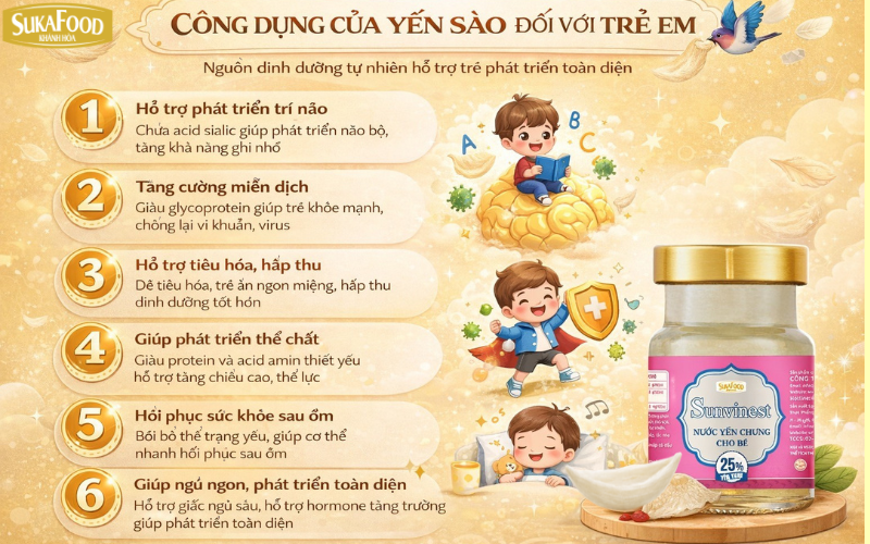 Công dụng của yến sào đối với trẻ em