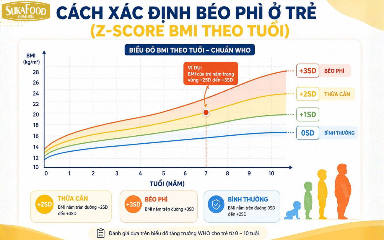 Biểu đồ BMI và Z-Score xác định béo phì ở trẻ em
