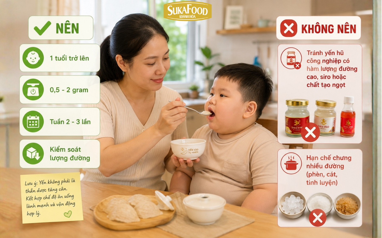 Hướng dẫn sử dụng yến sào khoa học cho trẻ thừa cân