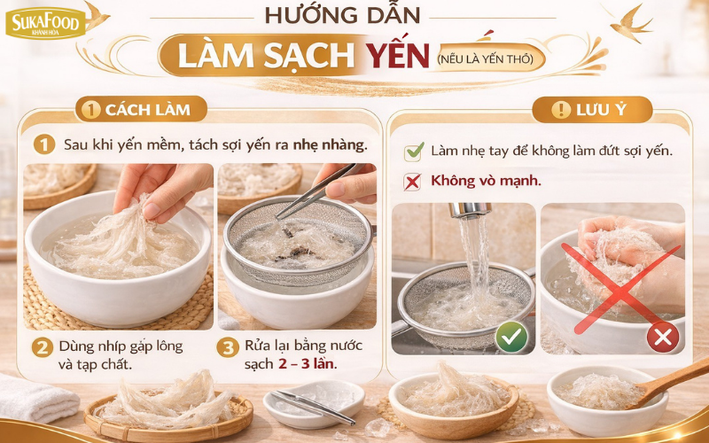 Hướng dẫn làm sạch yến đúng cách