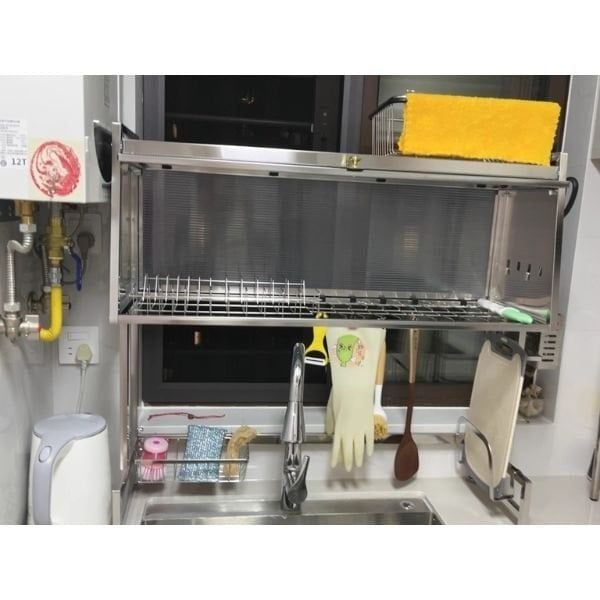 Ảnh thực tế khách hàng sử dụng kệ úp chén inox có nắp đậy 11