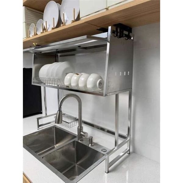 Ảnh thực tế khách hàng sử dụng kệ úp chén inox có nắp đậy 14