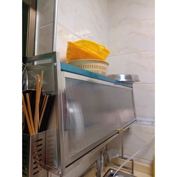 Ảnh thực tế khách hàng sử dụng kệ úp chén inox có nắp đậy 16