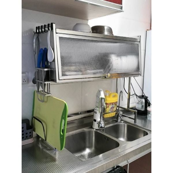 Ảnh thực tế khách hàng sử dụng kệ úp chén inox có nắp đậy 17