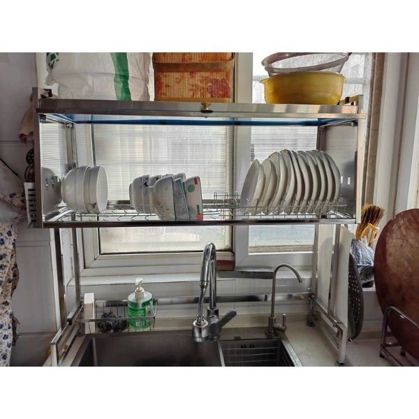 Ảnh thực tế khách hàng sử dụng kệ úp chén inox có nắp đậy 2