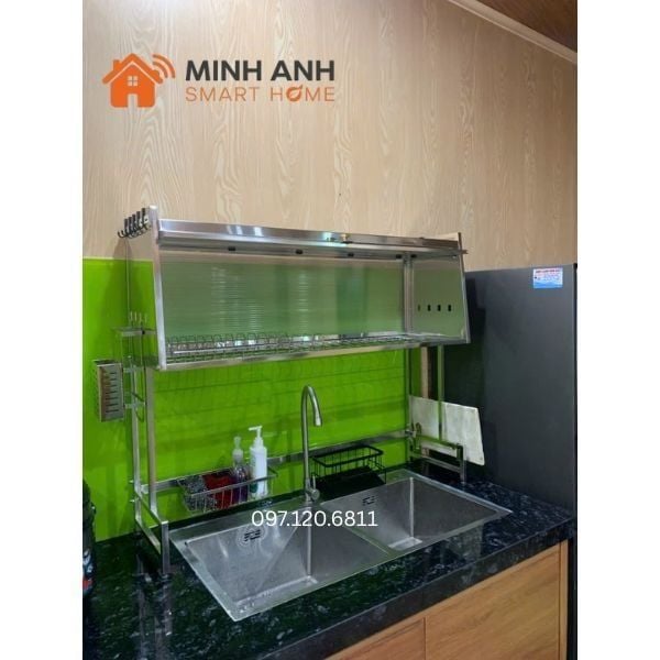 kệ úp chén có nắp đậy inox