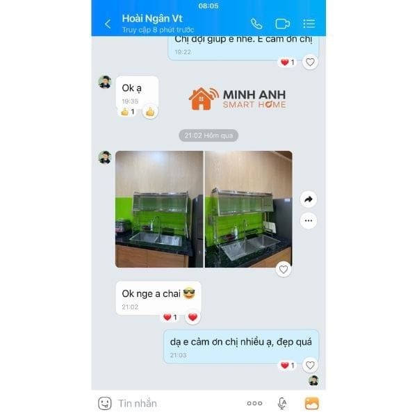 kệ úp chén inox có nắp đậy sau khi lắp ráp xong, khách hàng gửi cho shop