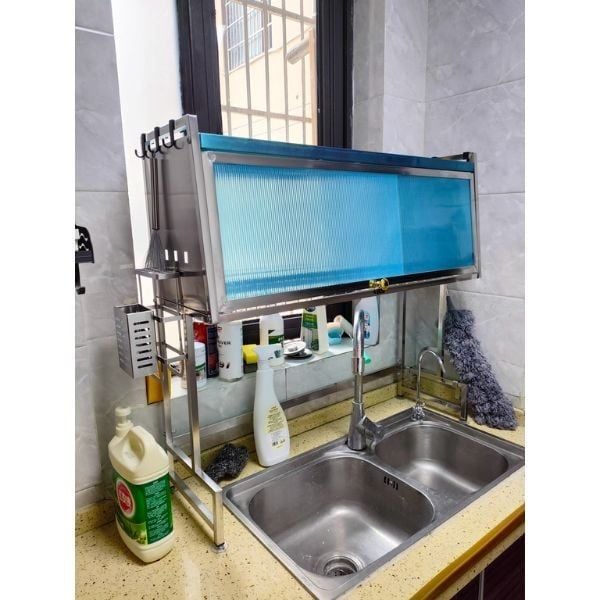 Ảnh thực tế khách hàng sử dụng kệ úp chén inox có nắp đậy 5