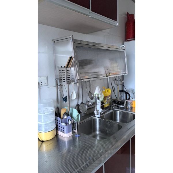 Ảnh thực tế khách hàng sử dụng kệ úp chén inox có nắp đậy 7